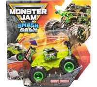 Monster Jam Grave Digger Smash&Bash Die-Cast Monster Truck-Real Action Crash Reset Vehicle, 1:64 Scale, Series 01