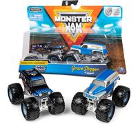 Monster Jam Grave Digger vs Son-Uva Digger Monster Truck Duo Pack- True Metal 1:64 Scale Die-Cast with Original Grave Digger Paint and Body- Works on