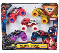 Monster Jam Marvel Heroes 5-Pack, Spider-Man, Black Panther, Iron Man, Captain America | Die-Cast Vehicles Kids’ Toys for Boys and Girls Aged 3 and Up