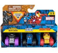 Monster Jam, Marvel Mini Monster Truck 3-Pack, Black Panther, Captain America, I