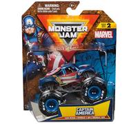 Monster Jam, Marvel Official Captain America Monster Truck, Die-Cast Vehicle, 1:64 Scale, Super Hero Kids Toys for Boys Ages 3 and up
