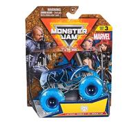 Monster Jam Marvel Series 3 Shield Truck Monster Truck, 1:64 Scale, Die-Cast Vehicle with Blue Tires, Spin Master Collectible