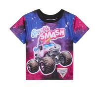 Monster Jam Megalodon Grave Digger El Toro Loco Kids Trucks T-Shirt, Sparkle Smash, Purple / Blue, 4T