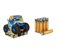 Monster Jam Megalodon Storm RC, 1:15, amphibious, 4+ years, & Amazon Basics AAA Alkaline 12 pack, 10yr shelf
