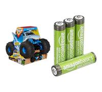 Monster Jam Megalodon Storm RC, 1:15, amphibious, 4+ years, & Amazon Basics AAA Rechargeable 4 pack, 850mAh