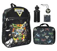 Monster Jam Megladon Grave Digger Max-D Monster Trucks Backpack Lunch Bag Water Bottle Ice Pack 5 Piece Mega Set