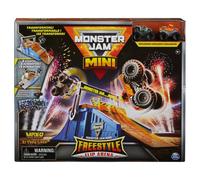 Monster Jam Mini Freestyle Flip Arena Playset and Storage with 2 Mini Trucks, Kids Toys for Boys and Girls Ages 3 and up