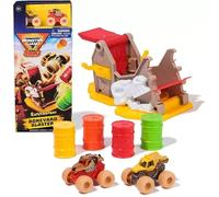 Monster Jam Mini Jams Earth Shaker Boneyard Blaster Playset With 2 Trucks (W)