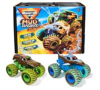 Monster Jam Mud Blasters, Grave Digger and Megalodon Color Changing Trucks 2-Pack, 1:64 Die Cast Vehicle, Kids Toys for Boys and Girls 3 and Up