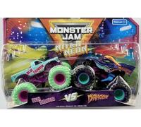 Monster Jam Nitro Neon Blue Thunder vs Dragon (1:64 Scale Double Pack)