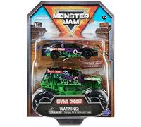 Monster Jam Official 1:64 Scale Diecast 2-Pack Monster Truck and Race Car: Grave Digger