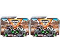 Monster Jam - Original Pack of Two with Authentic Monster Trucks in Scale 1:64, Crass Stunt Action from 3 Years (Assorted Designs, Random) (Pack of 2)