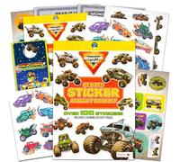 Monster Jam Party Supplies Stickers for Kids Bundle ~ 600 Assorted Monster Jam Trucks Stickers with Bonus Race Car Stickers (16 Monster Truck Party Favors Sheets)