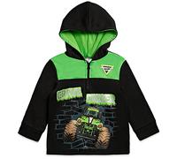 Monster Jam Pullover Fleece Half Zip Hoodie Black/Green - - 5 Years