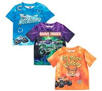 Monster Jam Trucks Boys 3 Pack Graphic Short Sleeve T-Shirt, Orange/Purple/Blue, 3 Years
