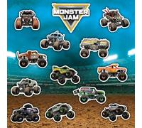 Monster Jam Trucks Decal Pack - Set of 15 Monster Truck Stickers Includes Grave Digger El Toro Loco Max D Zombie Megalodon Dragon Soldier Fortune Mutt