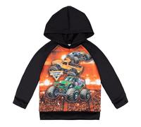 Monster Jam Trucks Little Boys Fleece Raglan Hoodie Black/Orange 7-8