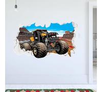 Monster Jam Wall Sticker - DIGatron Driving Through Broken Wall Decal Art (60cm Width x 35cm Height)
