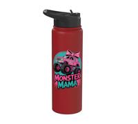 Monster Mama Pink Truck Bow Mom Big Wheels Mud Rally Racing Stainless Steel Insulated Water Bottle