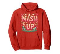 Monster Mash It Up Spooky Fun Halloween Party Celebration Pullover Hoodie, Adult Unisex, Red, XL
