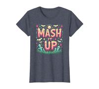 Monster Mash It Up Spooky Fun Halloween Party Celebration T-Shirt, Women, Heather Blue, XS