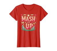 Monster Mash It Up Spooky Fun Halloween Party Celebration T-Shirt, Women, Red, XS