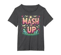Monster Mash It Up Spooky Fun Halloween Party Celebration T-Shirt, Women's Plus, Dark Heather Grey, 3X