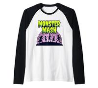 Monster Mash: Spooky Halloween Dance Party for All Ages Raglan Baseball Tee, Men, Black/White, S