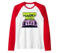 Monster Mash: Spooky Halloween Dance Party for All Ages Raglan Baseball Tee, Men, Red/White, S