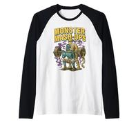 Monster Mash-Up Gym Partner Spotter Old School 90's Retro Raglan Baseball Tee