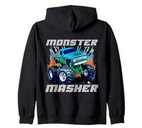 Monster Masher Big Tire Truck with Flames and Tools Zip Hoodie