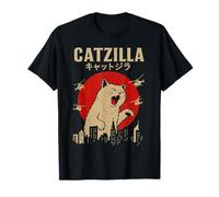 Monster Meme City Invasion Parody Art Sunset Japanese Cat T-Shirt