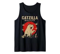 Monster Meme City Invasion Parody Art Sunset Japanese Cat Tank Top