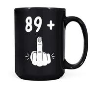 Monster Mug - 90th Birthday, I Am 89 + 1, Giant 15oz Black Ceramic Coffee Mug/Cup - Gift for Men or Women