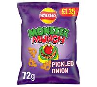 Monster Munch Crunchy Corn Snacks (18 Sharing Bags x 72g, Pickled Onion)