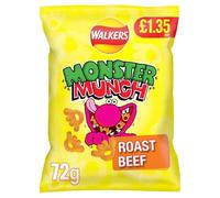 Monster Munch Crunchy Corn Snacks (18 Sharing Bags x 72g, Roast Beef)