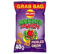 Monster Munch Crunchy Corn Snacks (35 Grab Bags x 40g, Pickled Onion)