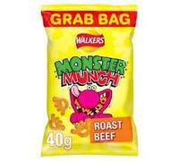 Monster Munch Crunchy Corn Snacks (35 Grab Bags x 40g, Roast Beef)