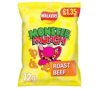 Monster Munch Grab Bags 18 x 72g Full Box Party Snacks Crisps Bulk Mega Party, Lunchboxes, Office, School On the go Flavoured Crisps (18 x 72g, Roast Beef)