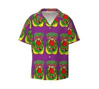 (Monster Munch PICKLED ONION_3675) Men's Hawaiian Shirts Cuban Collar Vintage Bowling Short Sleeve Button Down Beach Shirt Casual Summer Vacation Wear Retro Tee