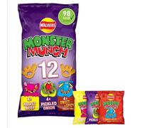 Monster Munch Variety Multipack Crisps, Pickled Onion, Roast Beef, Sweet & Spicy Flamin' Hot, Baked Corn Snacks, 12x20g