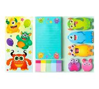 Monster Notes Set, 550 Sheets,Cute Cartoon Dog Post It Notes with 3 Point Pens, Self-Adhesive Writing Memo Pages Back to School Office Supplies