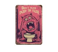 Monster on The Toilet Printed Bathroom Art Interesting Tin Sign Vintage Metal Pub Club Cafe Bar Home Wall Art Decoration Poster Retro 8x12inch(20x30cm)
