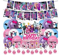 Monster Party Balloon Decorations PLNVNVP 30Pcs Monster Birthday Decorations Monsters Parties Banner Balloons Cake Topper Cupcake Toppers Monsters Girl Theme Party Supplies
