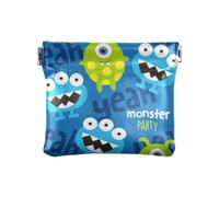 Monster Party Women's Leather Coin Purse Wallet Cute Cash Coin Purse for Men Women Travel, Monster Party, 4.33"(L) x 3.74"(W) x 0.39"(H), Classic