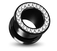 MONSTER PIERCING 12MM Multi Clear Crystal Stone on Black UV Acrylic Flesh Tunnel - UV Ear Plug- Plug and Tunnels - Sold by Piece