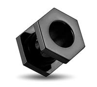 MONSTER PIERCING 2mm Black Anodized Hexagon Flesh Tunnel- Externally Ear Gauge Tunnel - Ear Stretchers- Steel Plugs and Tunnels - Sold by Piece
