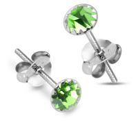 MONSTER PIERCING 5MM Flower Set Peridot for August Birthstone 925 Sterling Silver Stud Earring Jewellery