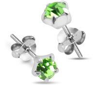 MONSTER PIERCING AZARIO London 6MM Prong Set Peridot August Birthstone 925 Sterling Silver Stud Earring