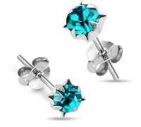 MONSTER PIERCING AZARIO London 6MM Star Set Blue Zircon December Birthstone 925 Sterling Silver Stud Earring